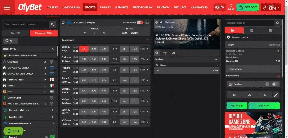 OlyBet Screenshot 1